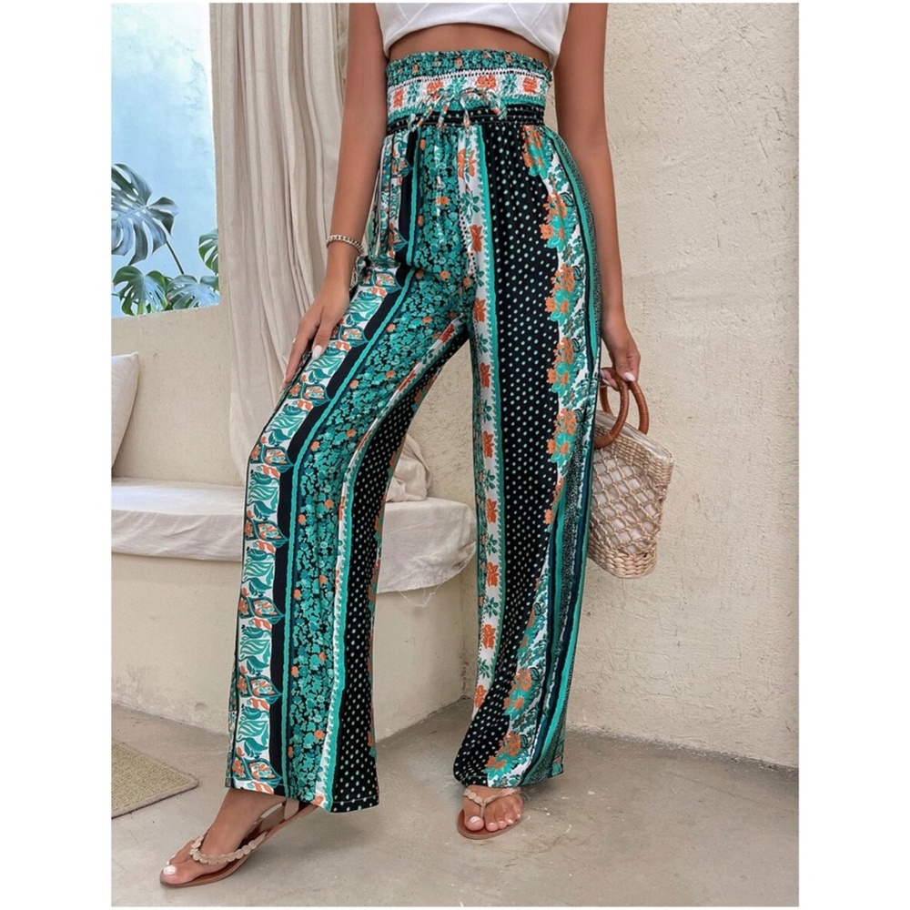 Boho floral Polka Dot Wide leg Palazzo Pants
